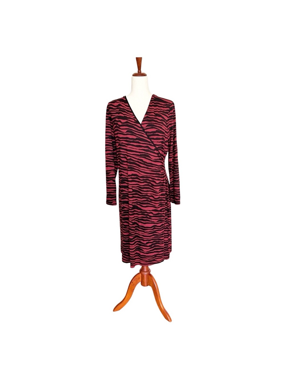 Hobbs Red and Black Zebra Print Wrap Dress